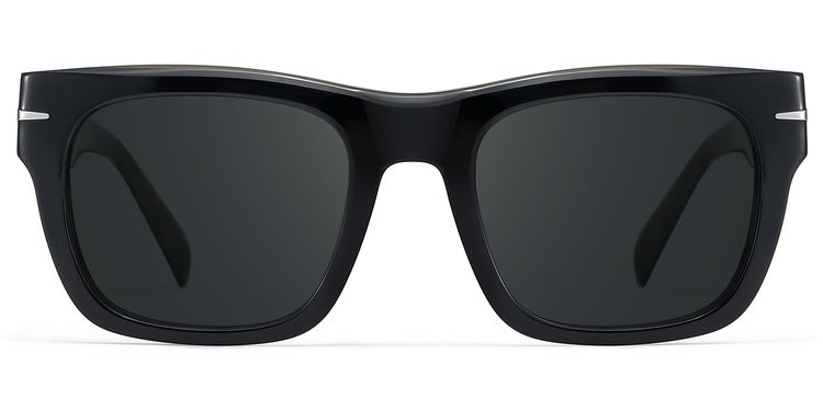 Renzo Rectangle Black Frame Polarized Sunglasses