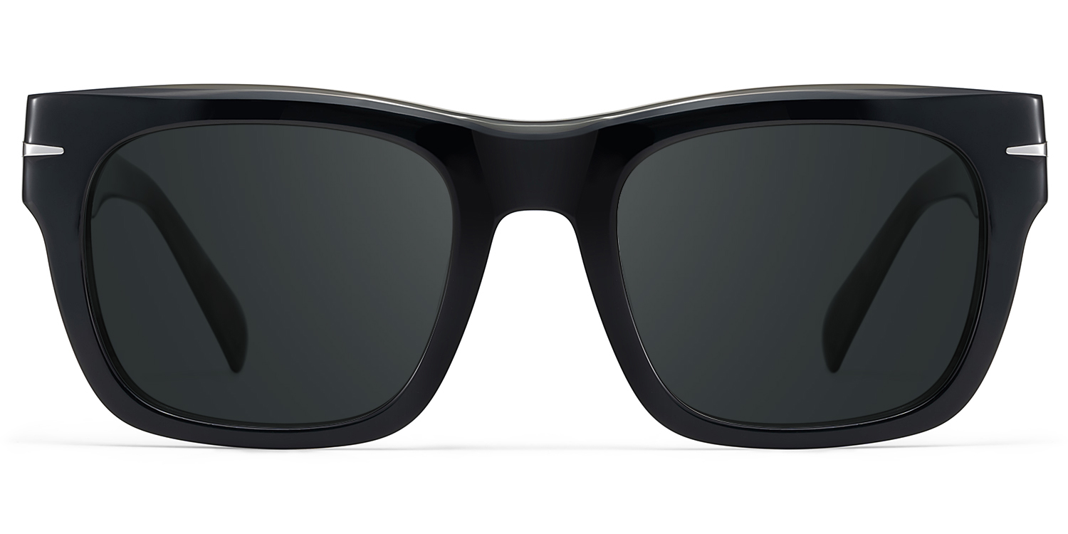 Renzo Rectangle Black Frame Polarized Sunglasses good-img
