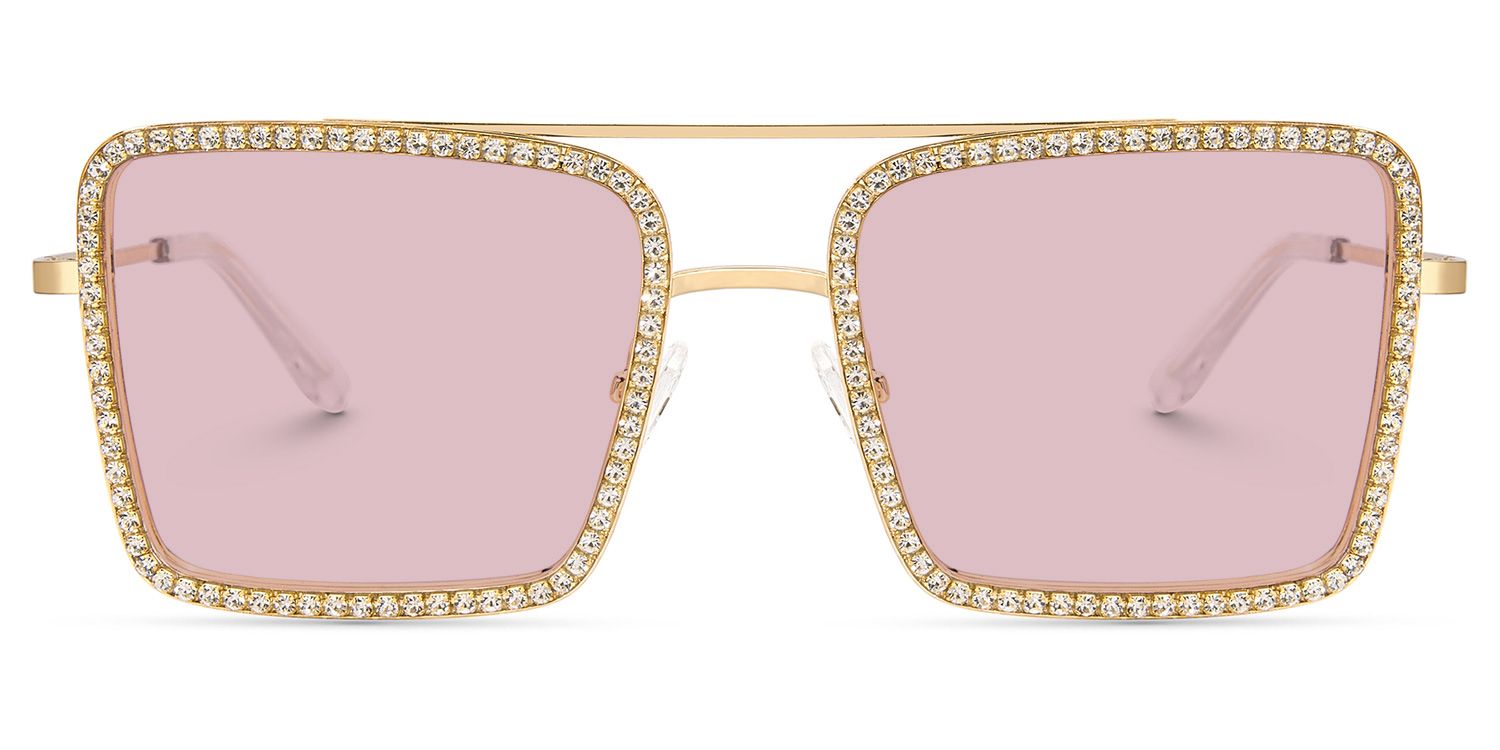 Diva Frame Sunglasses, Gold Glitter Sparkle Square Eyeglasses0