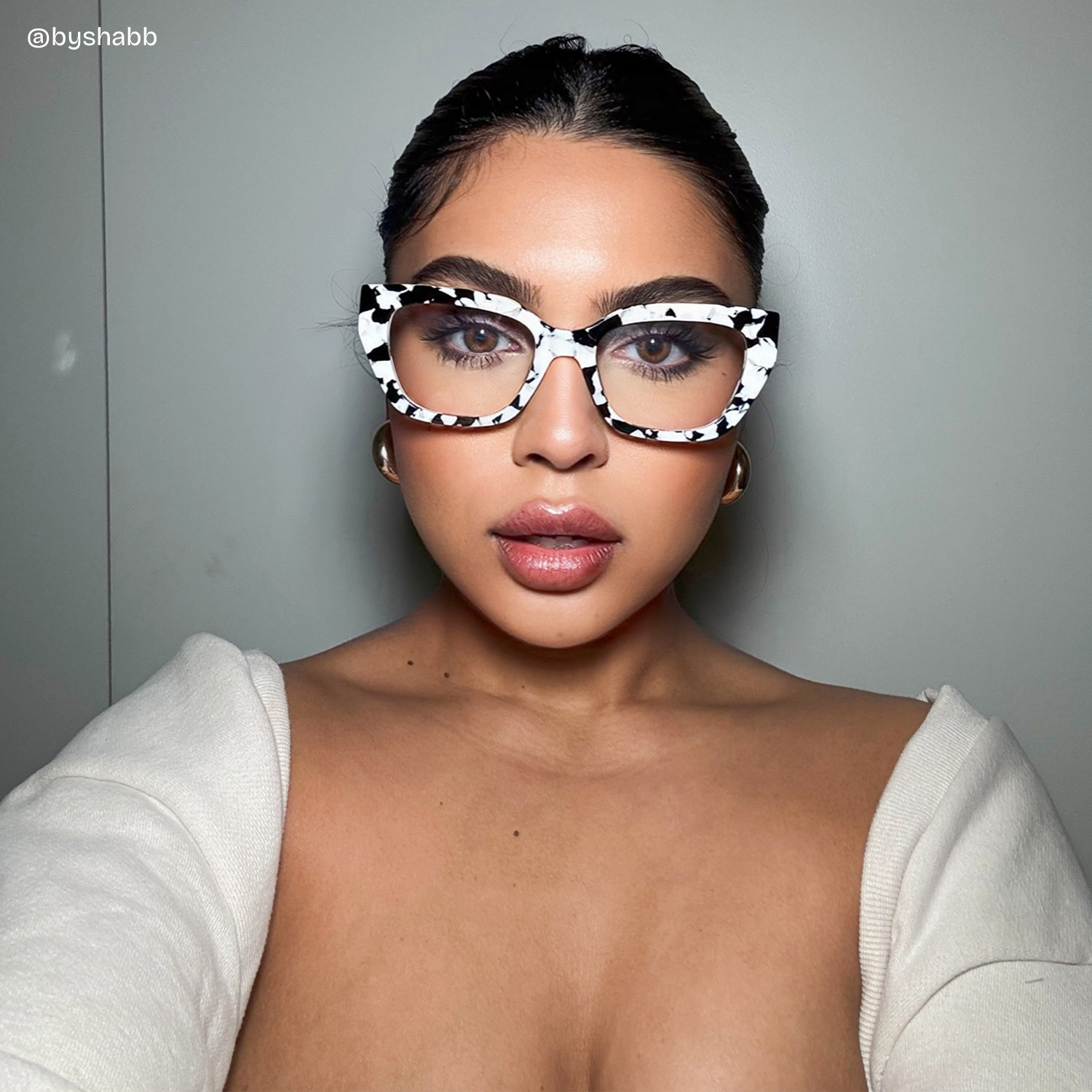 Flare Rectangle Cow Print Glasses6