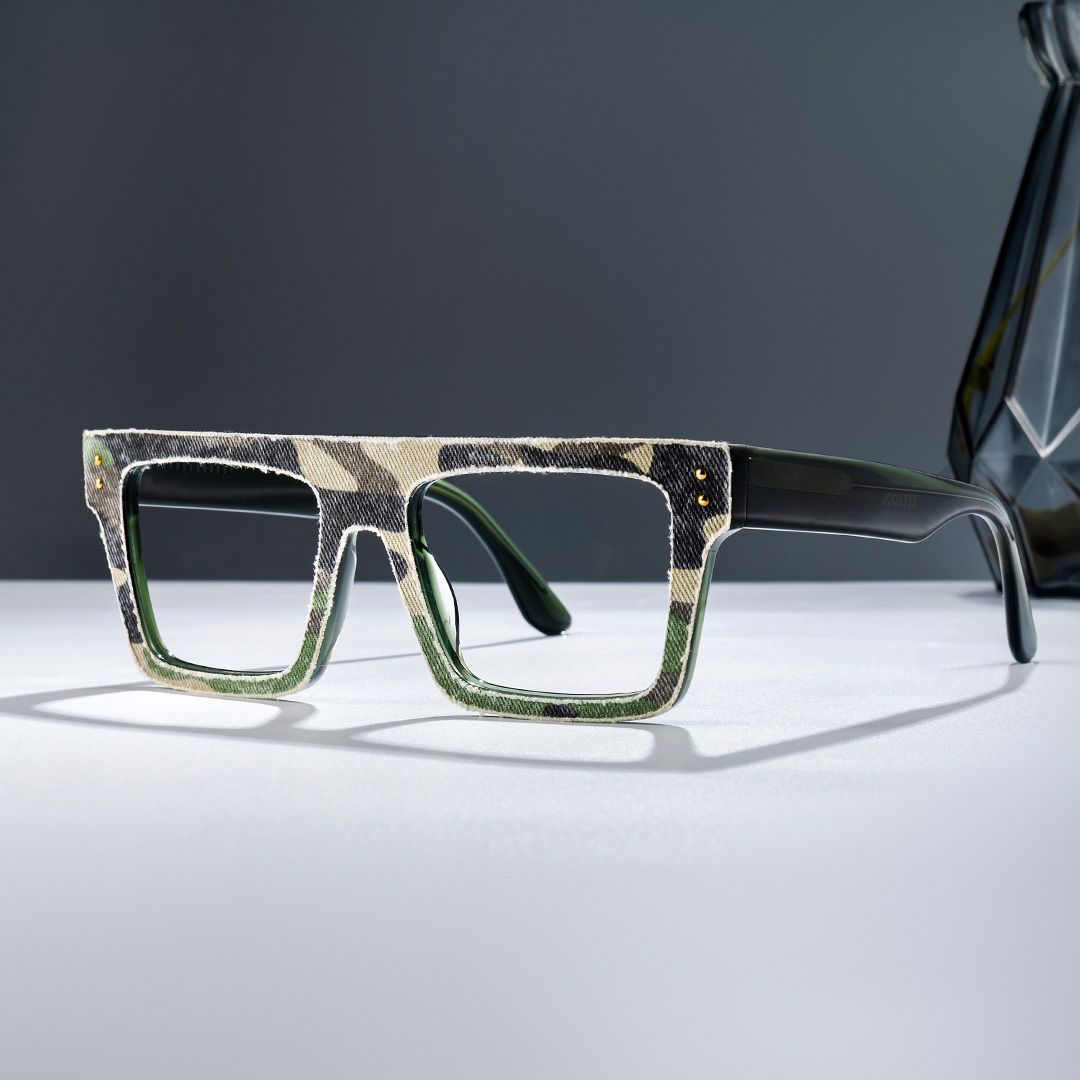 Vintage Rectangle Glasses With Green Denim0