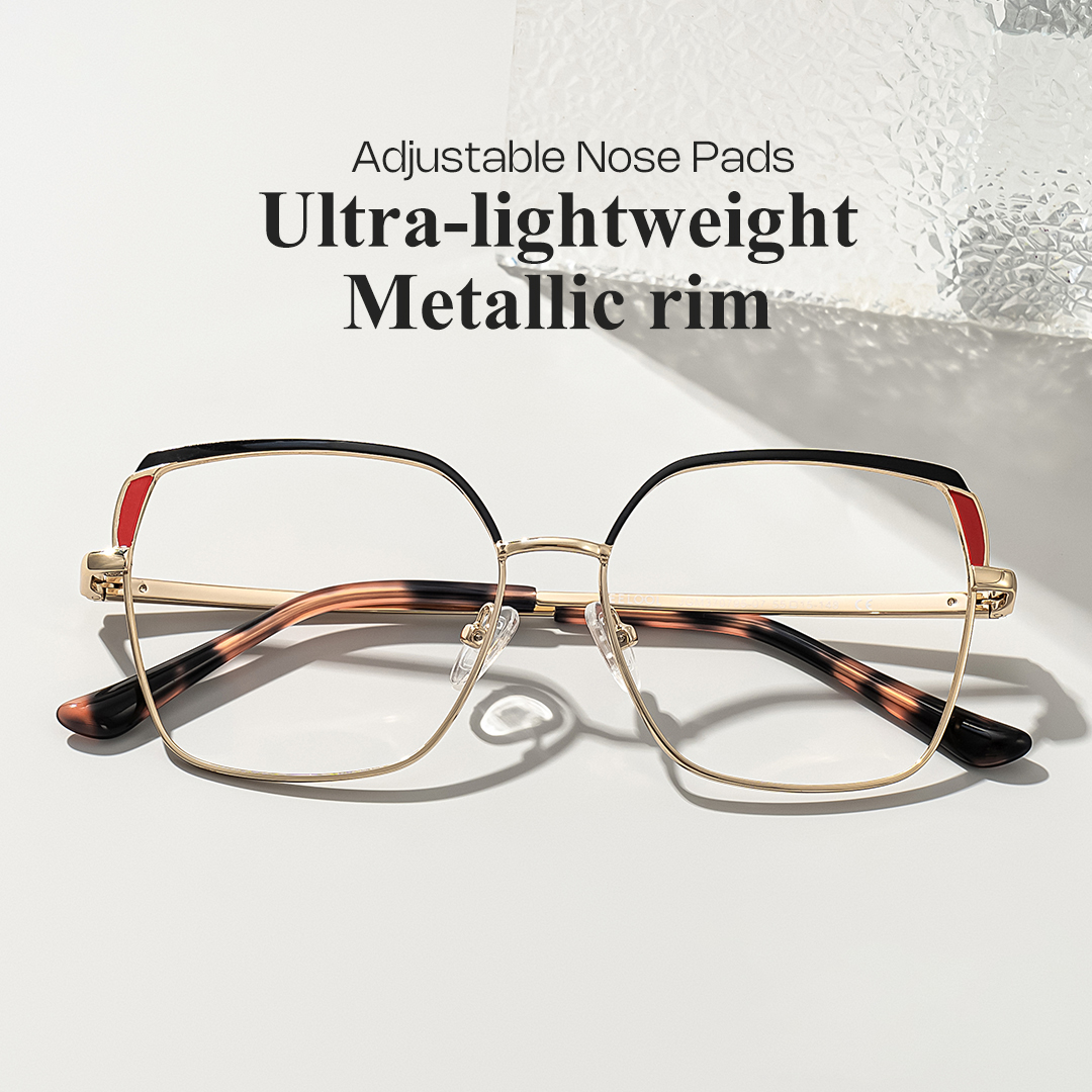 Shayla Metal Square Black Red Frame Glasses | ZEELOOL Canada0