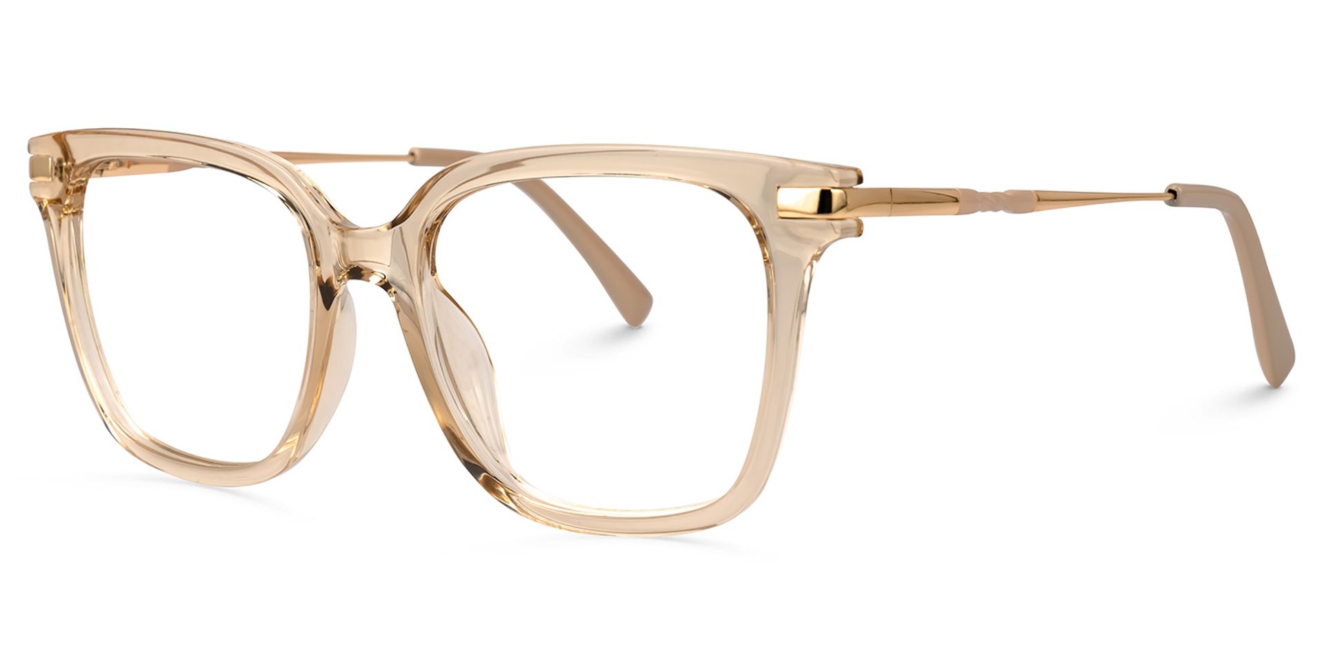 Jacqui Square Beige Eyeglasses and Clear Frame1