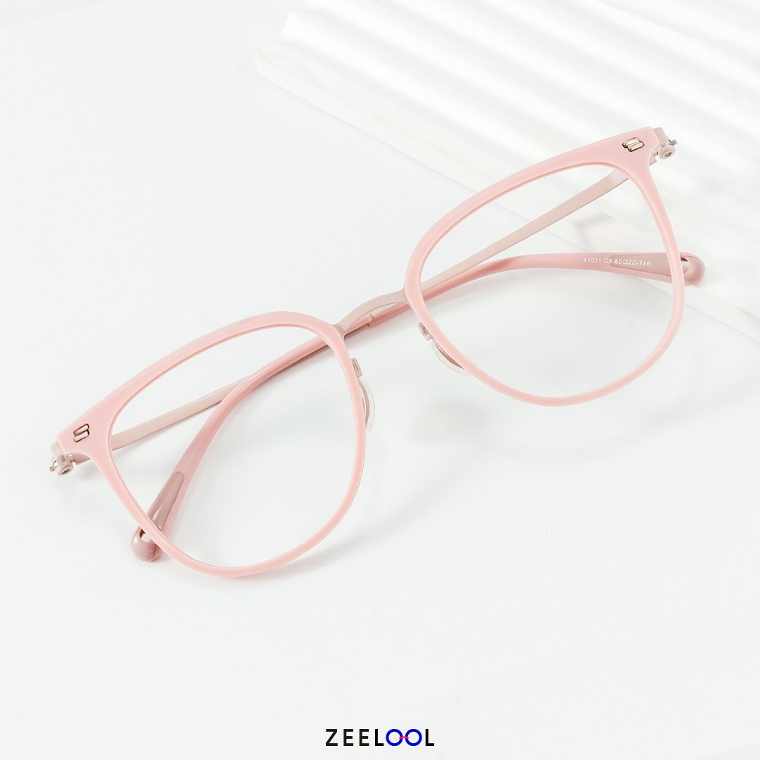 Gilliane Round Pink Glasses Thin Frame | ZEELOOL Canada4