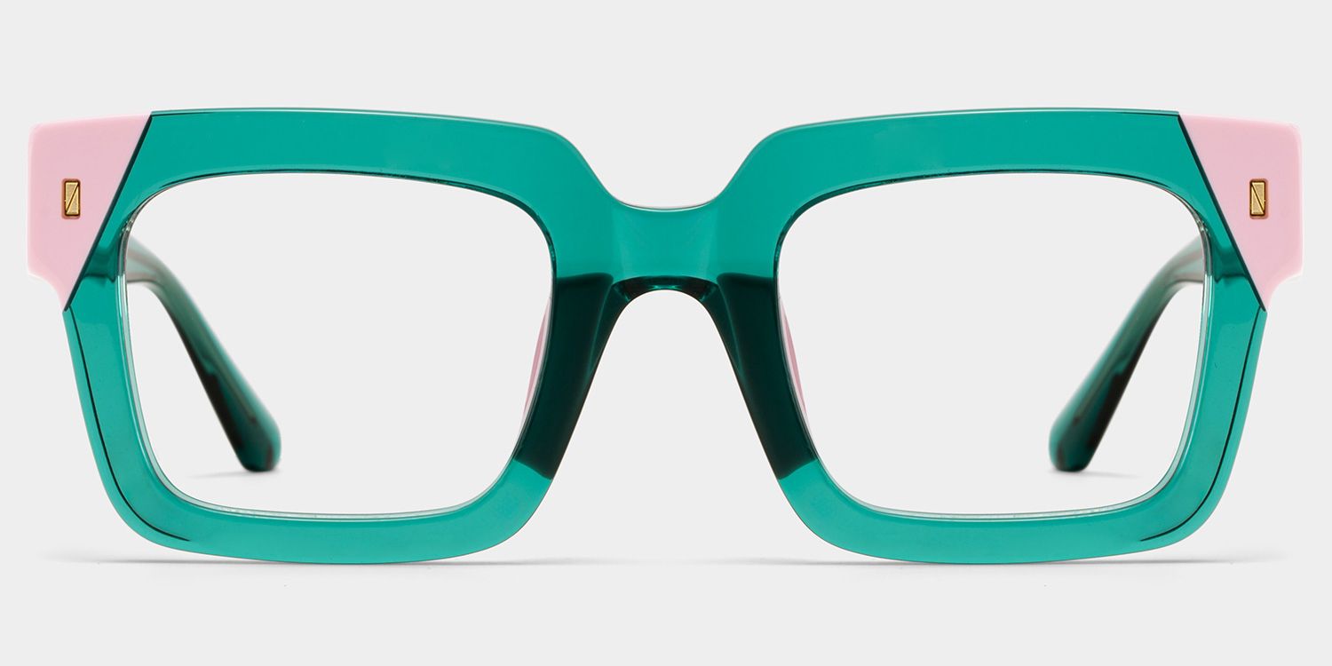 Square Green Pink Eyeglasses- Sarah Acetate Frame Glasses0