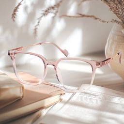 Chloe Square Pink Clear Glasses6