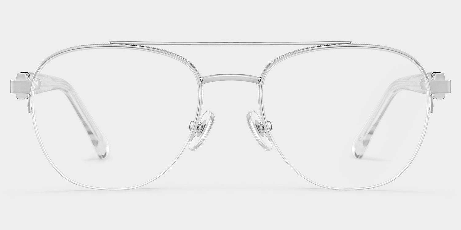 Emily Silver Frame Glasses with Aviator Frame Online | ZEELOOL0