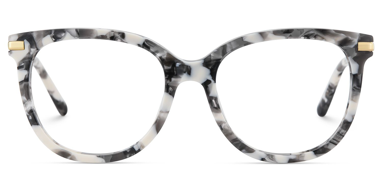 Round Grey Glasses With a Marble Pattern2