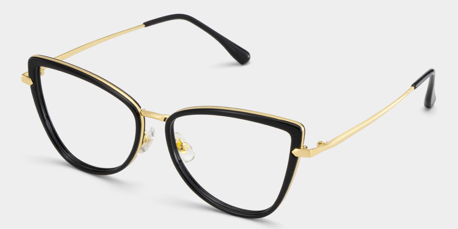Cat eye Black Eyeglasses- Sloane Mixed Frame Glasses2