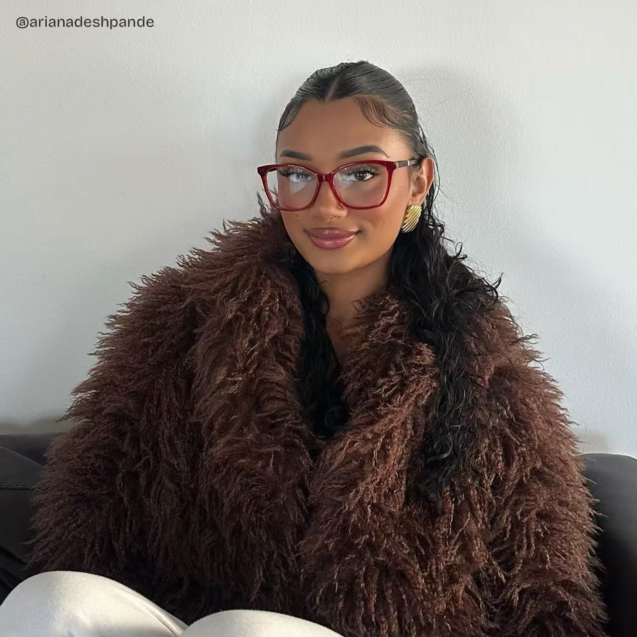 Finnian Red Square Glasses Frames with Black Glitter Fabric | ZEELOOL6