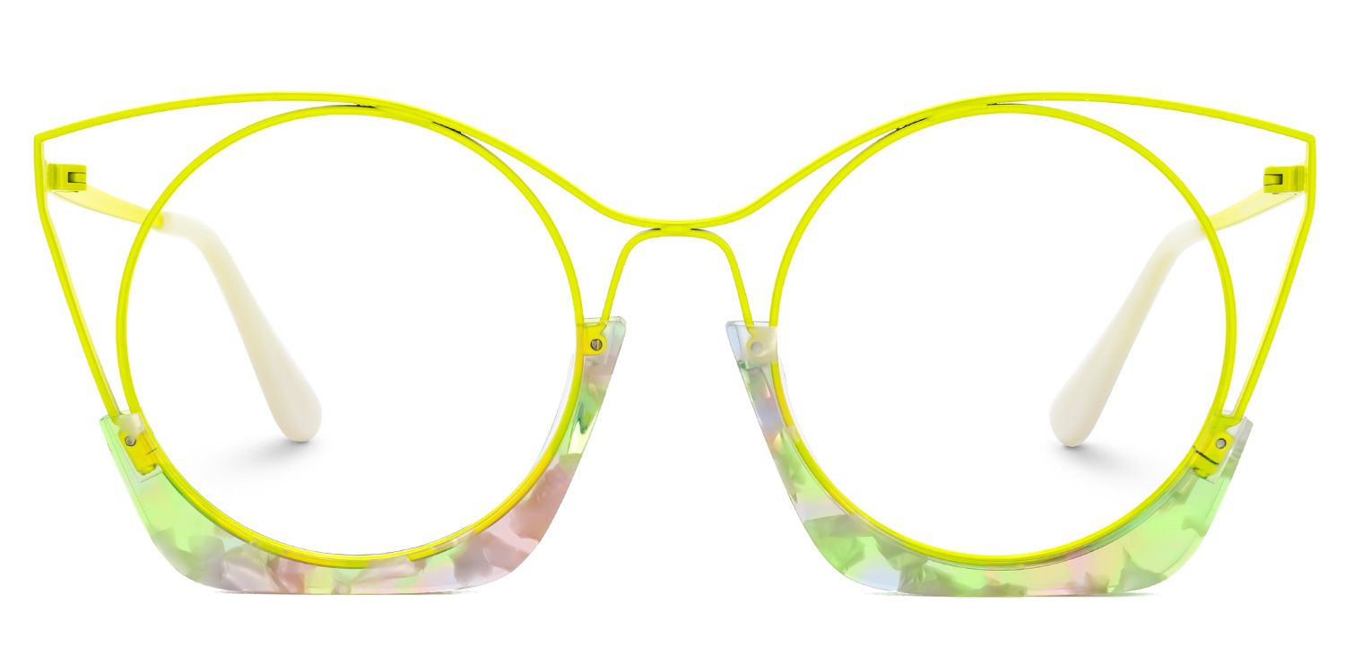 Designer Barbara Lime Green Cat Eye Glasses | ZEELOOL Canada0