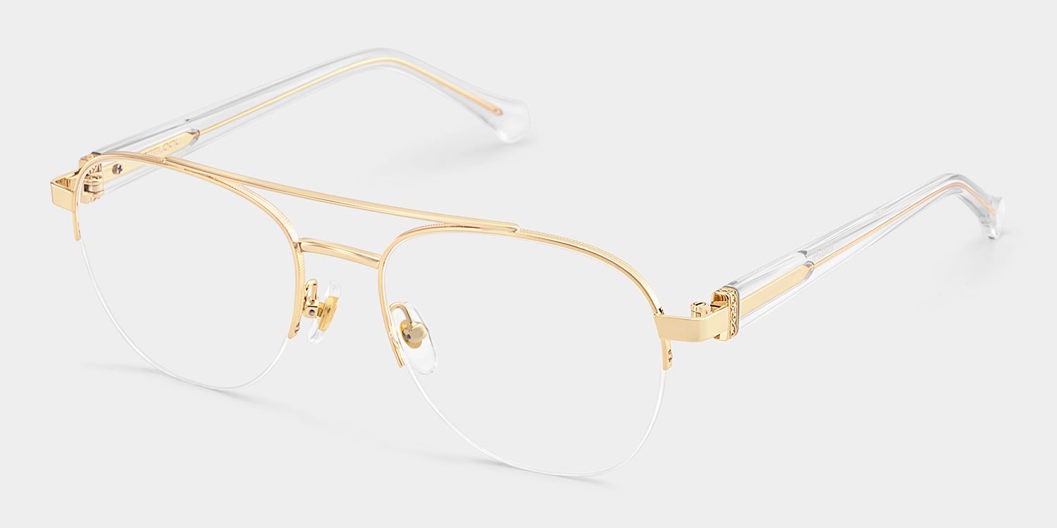 Emily Light Gold Frame Glasses with Aviator Frame Online | ZEELOOL3