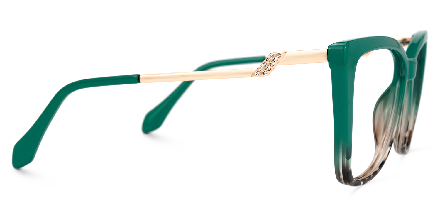 Awilda Cateye Green Eyeglasses with Two-Tone Frames2