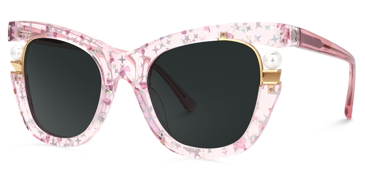 ZEELOOL Pearl Cateye Pink Glasses