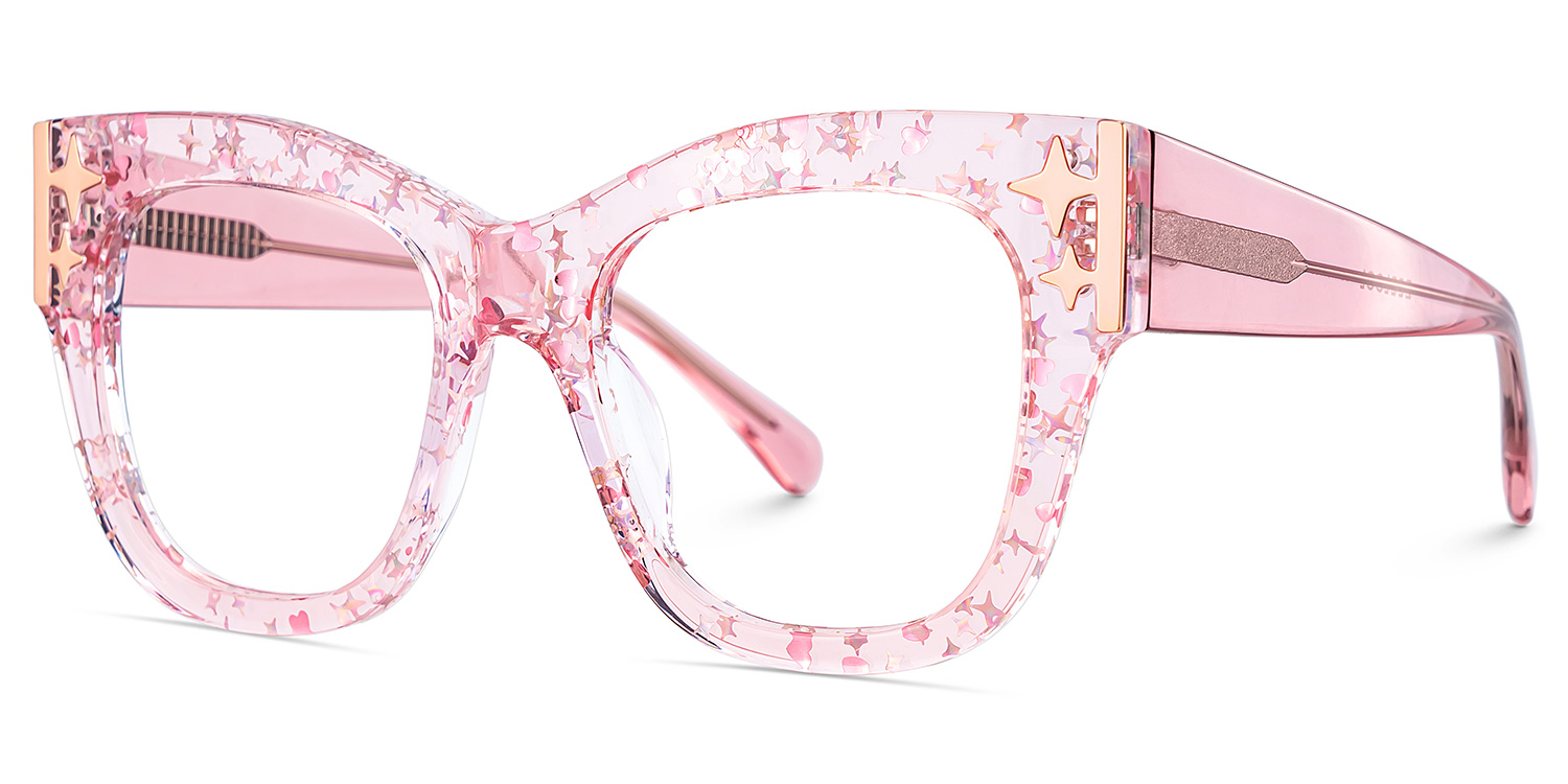 Minfia Square Pink Glasses4