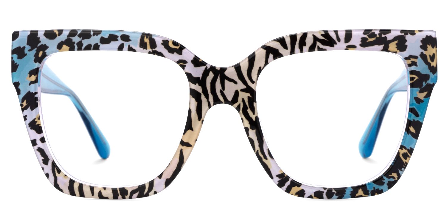 Affordable Blue Leopard Frame Ruby Square Glasses | ZEELOOL Canada0