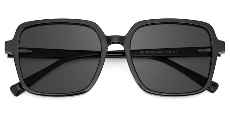 Ember Black Square Sunglasses