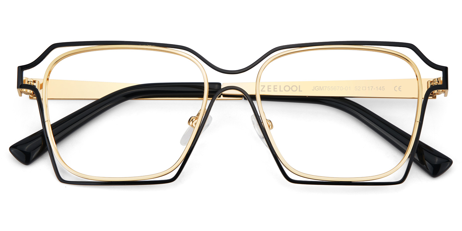 Foday Geometric Black Gold Glasses2