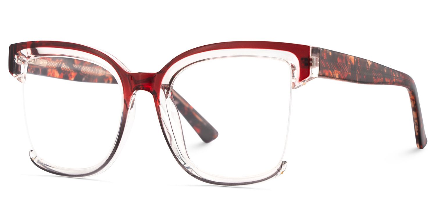 Square Cadogan Red- Gray Frame Glasses | ZEELOOL Canada2