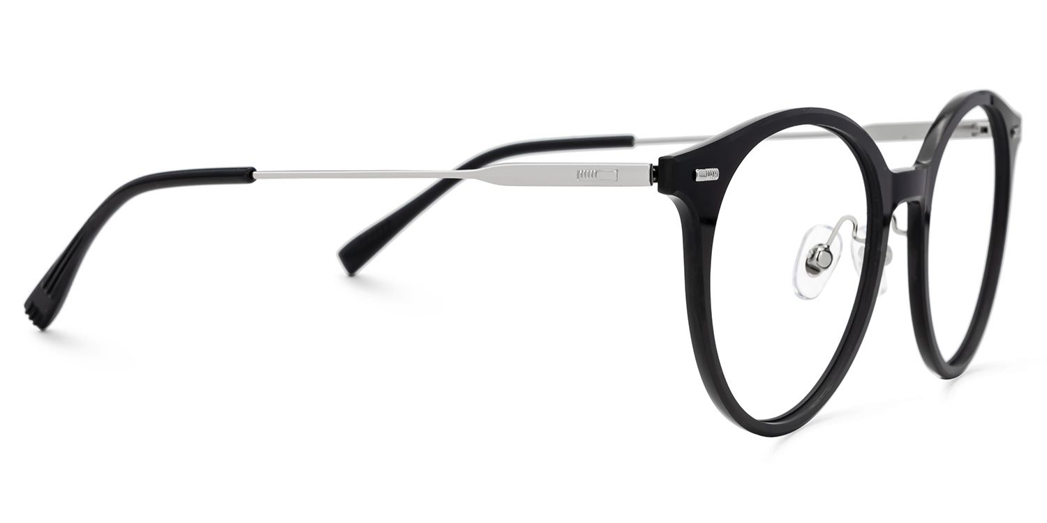Black Round Narelle Eyeglasses with Full-Frame | ZEELOOL Canada2