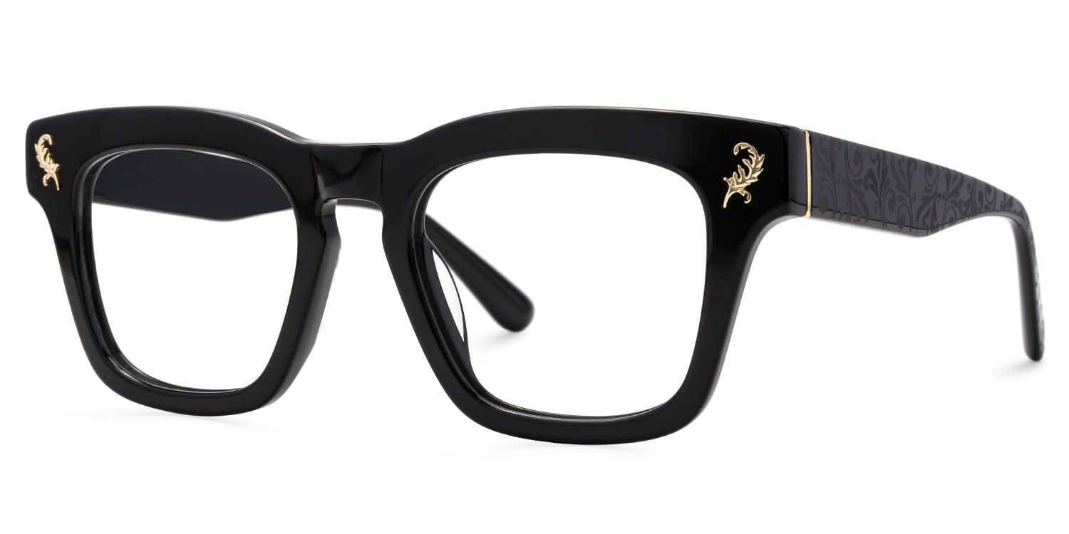 Square Black Classic Glasses - Dodard Acetate Frame Glasses1