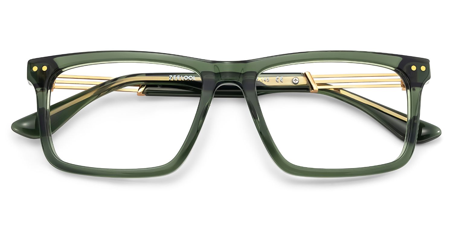 Emerson Eyeglasses in Rectangle Green Frame | ZEELOOL Canada2