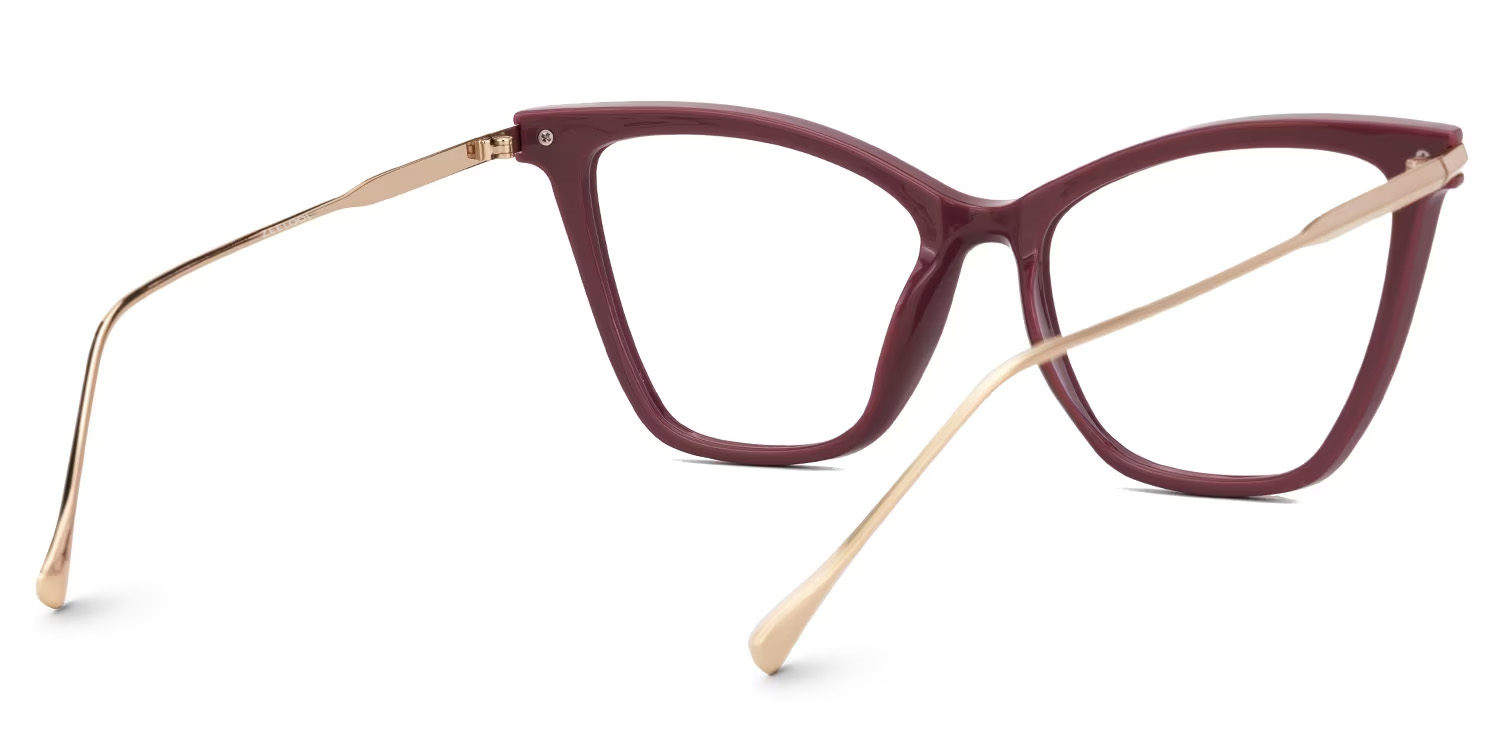 Hilary Butterfly Dark-Red Glasses with Thin Frames3