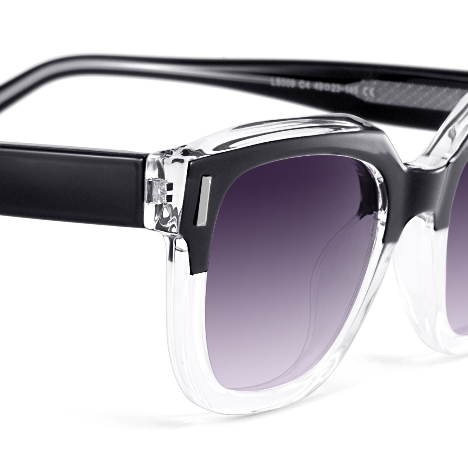 Nia Black Clear Square Sunglasses Online | ZEELOOL Canada4