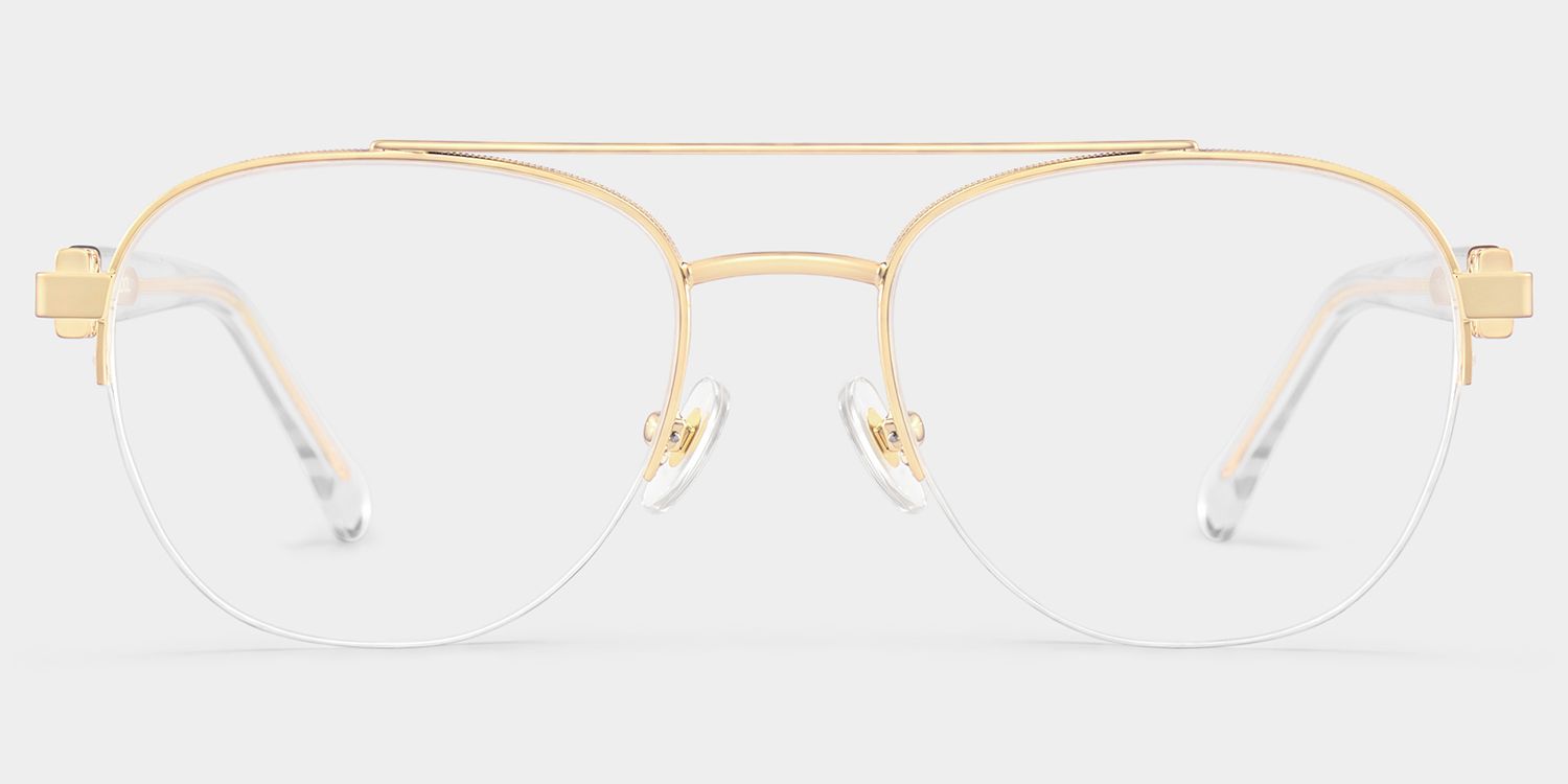 Emily Light Gold Frame Glasses with Aviator Frame Online | ZEELOOL1