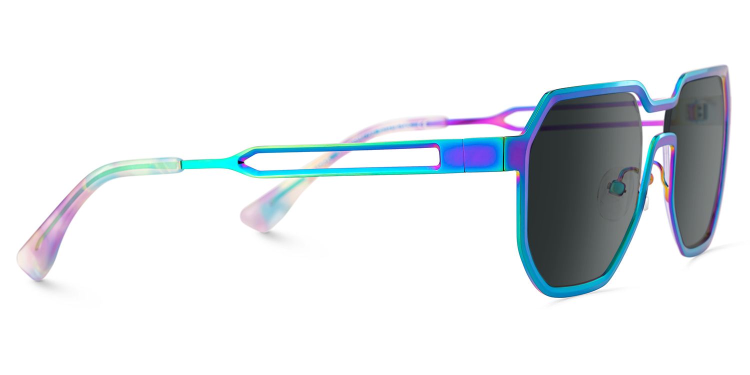 Men's Geometric Sunglasses in an Iridescent Color4