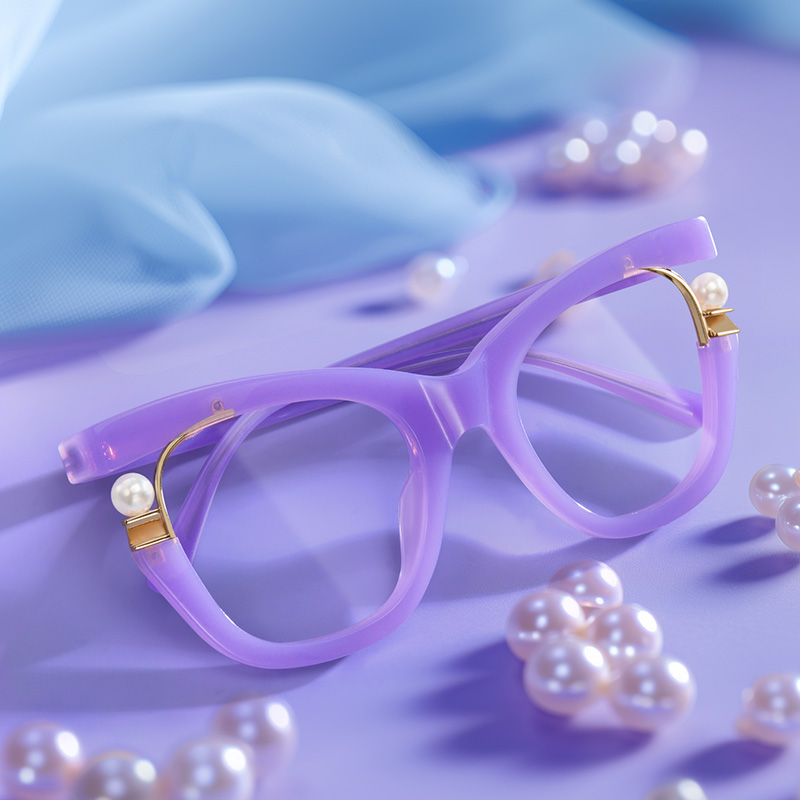 Pearl Cateye Purple Glasses0