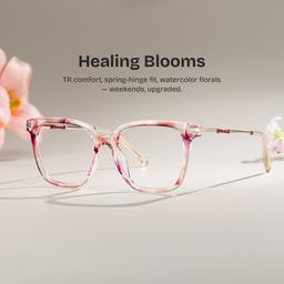 Jacqui Pink Tortoise Square Glasses0