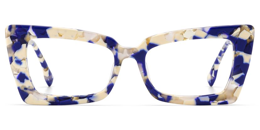 Newell Rectangle Blue-Floral Glasses