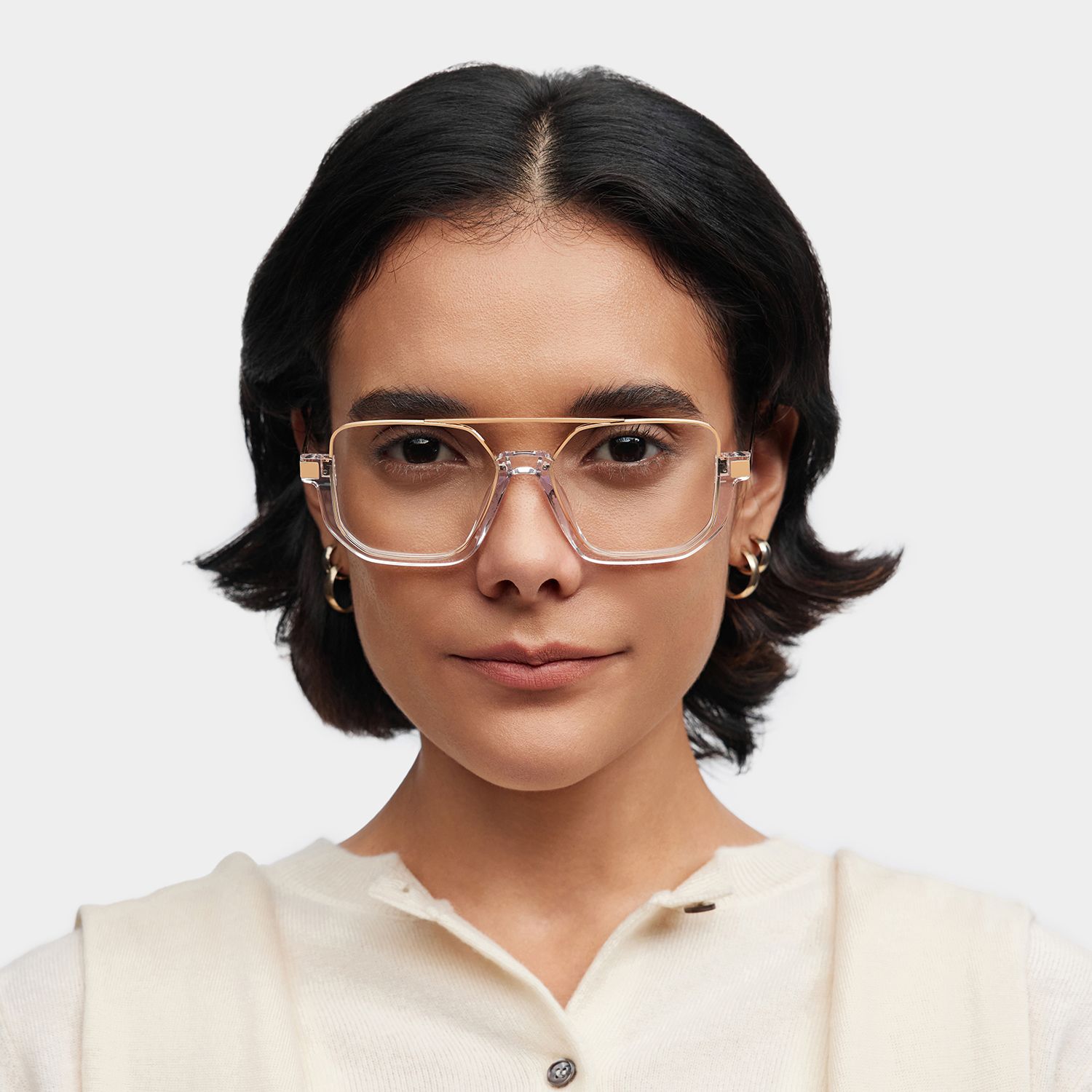 Oromiya Aviator Clear Frame Eyeglasses for Woman| ZEELOOL0
