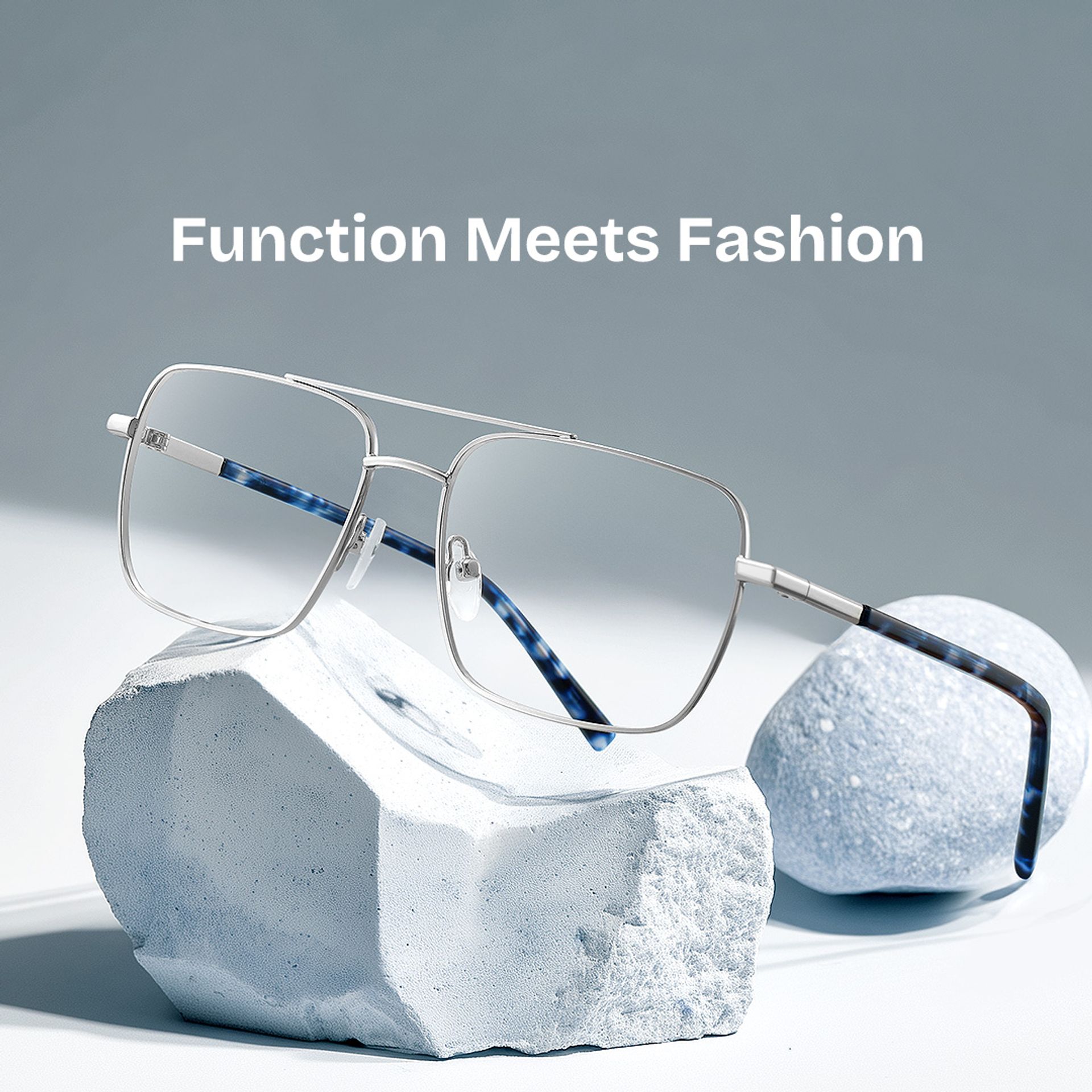 Iris Silver Frame Glasses with Aviator Frame Online | ZEELOOL Canada0