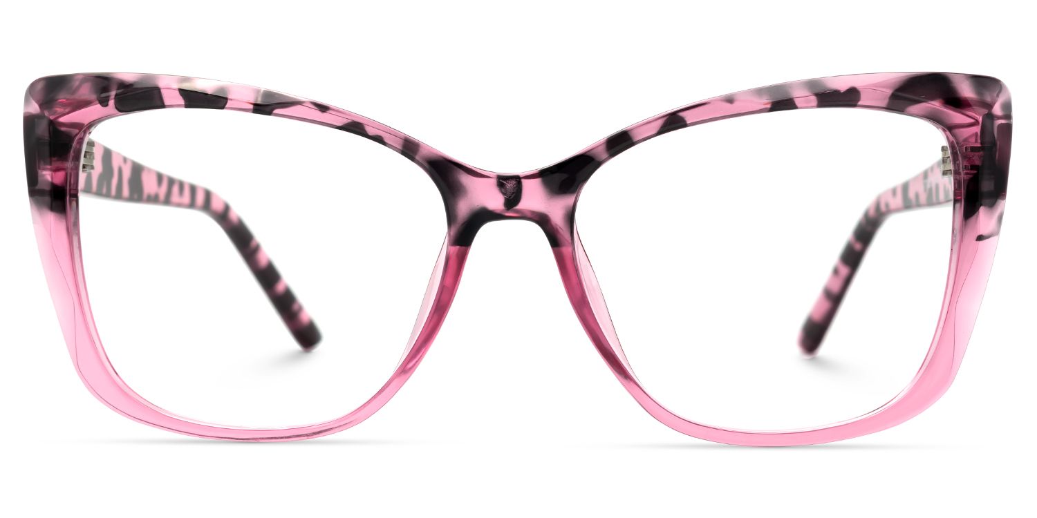 Square Farris Pink Transparent Frame -Zeelool Glasses0
