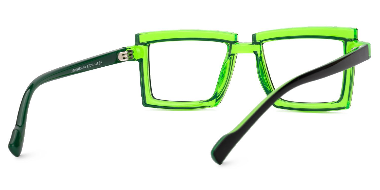 Zephyr Green Rectangle Glasses, Cyberpunk Style Frames4