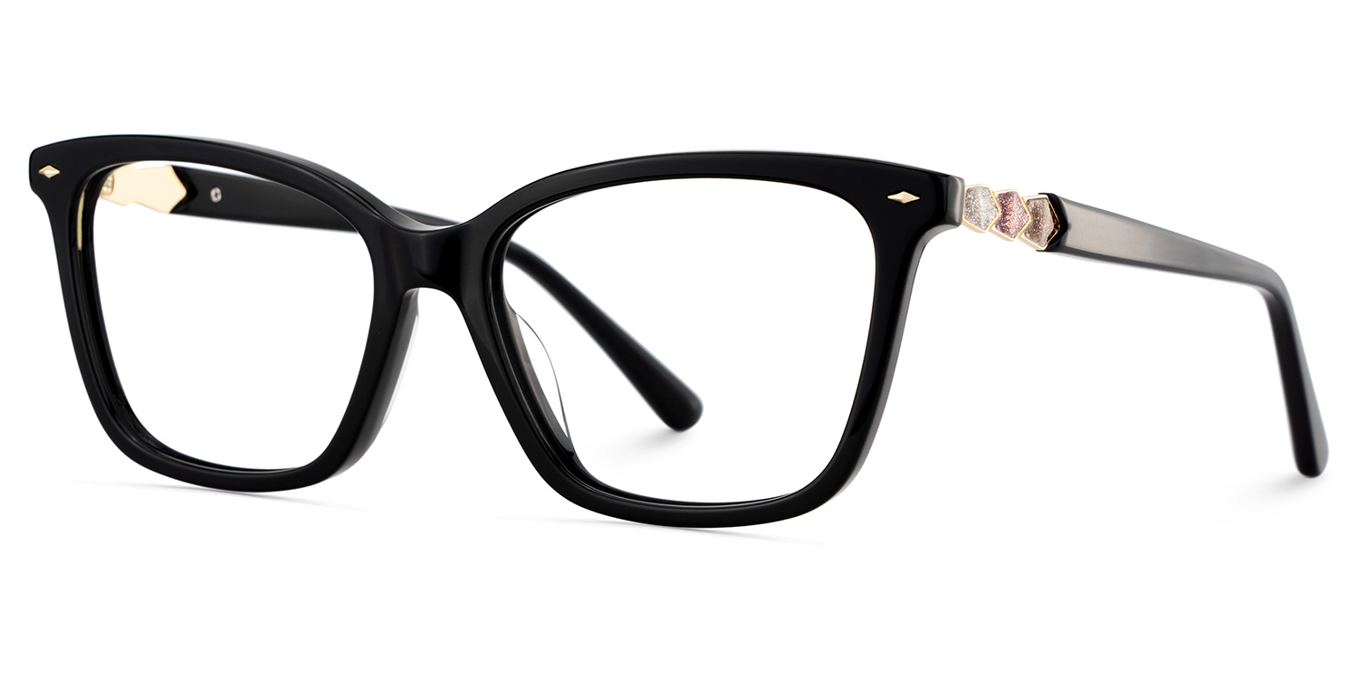 Theo Acetate Black Frame Glasses with Square Shape | ZEELOOL Canada3