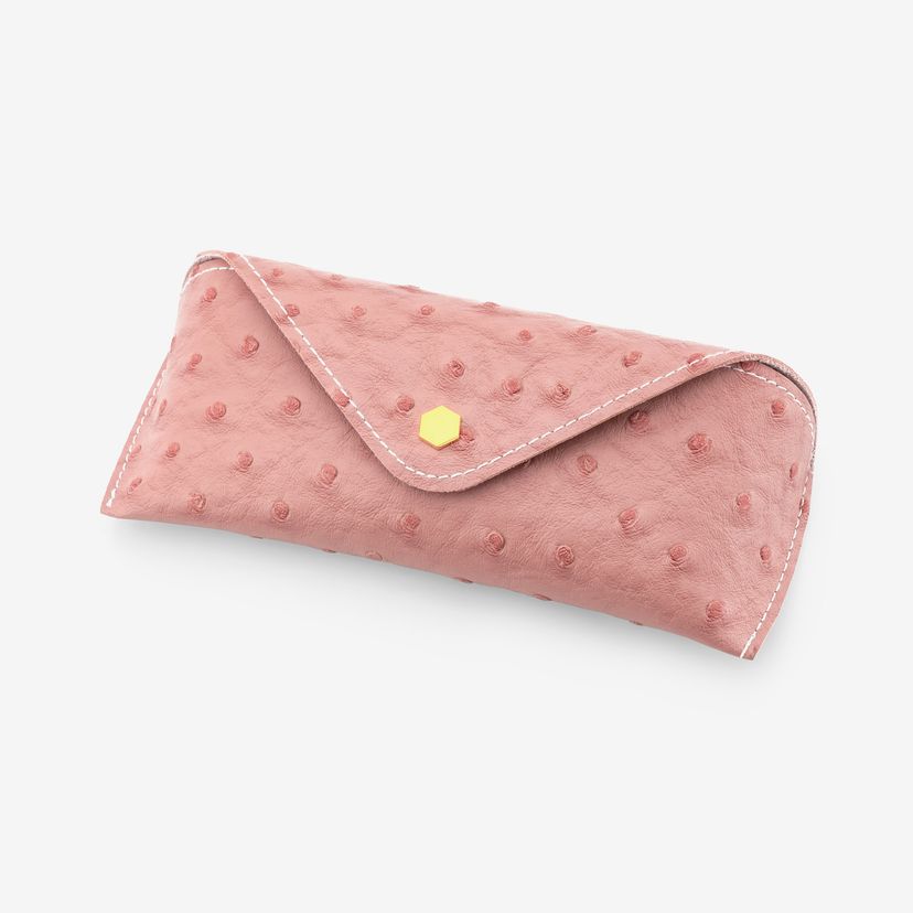 Ostrich Pattern Pink Eyeglasses Bag