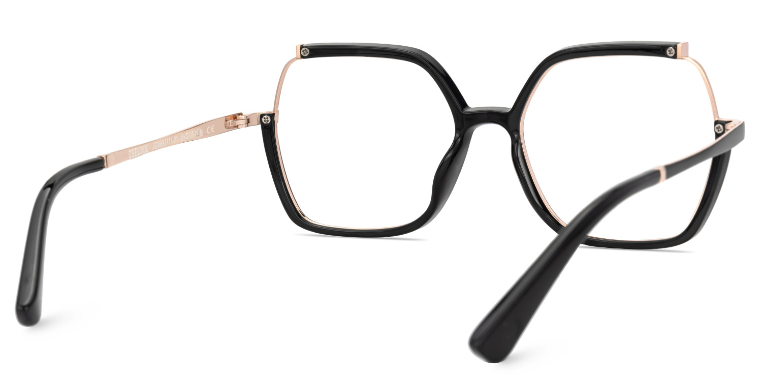 Alexia Mixed-Materials Square Black Frame Glasses | ZEELOOL Canada3