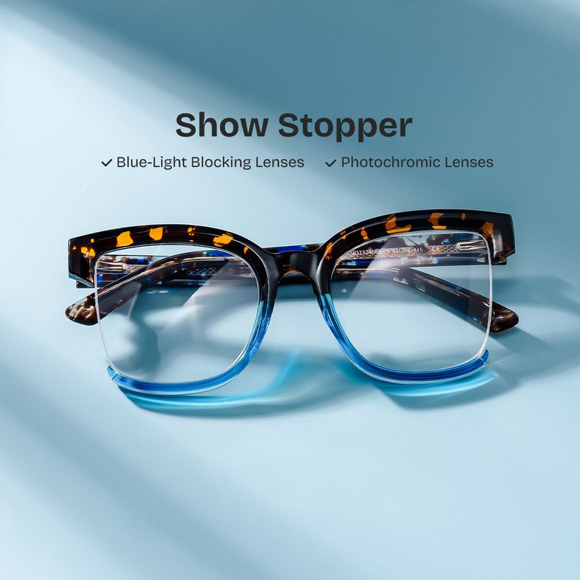 Cadogan Blue Tortoise Square Glasses