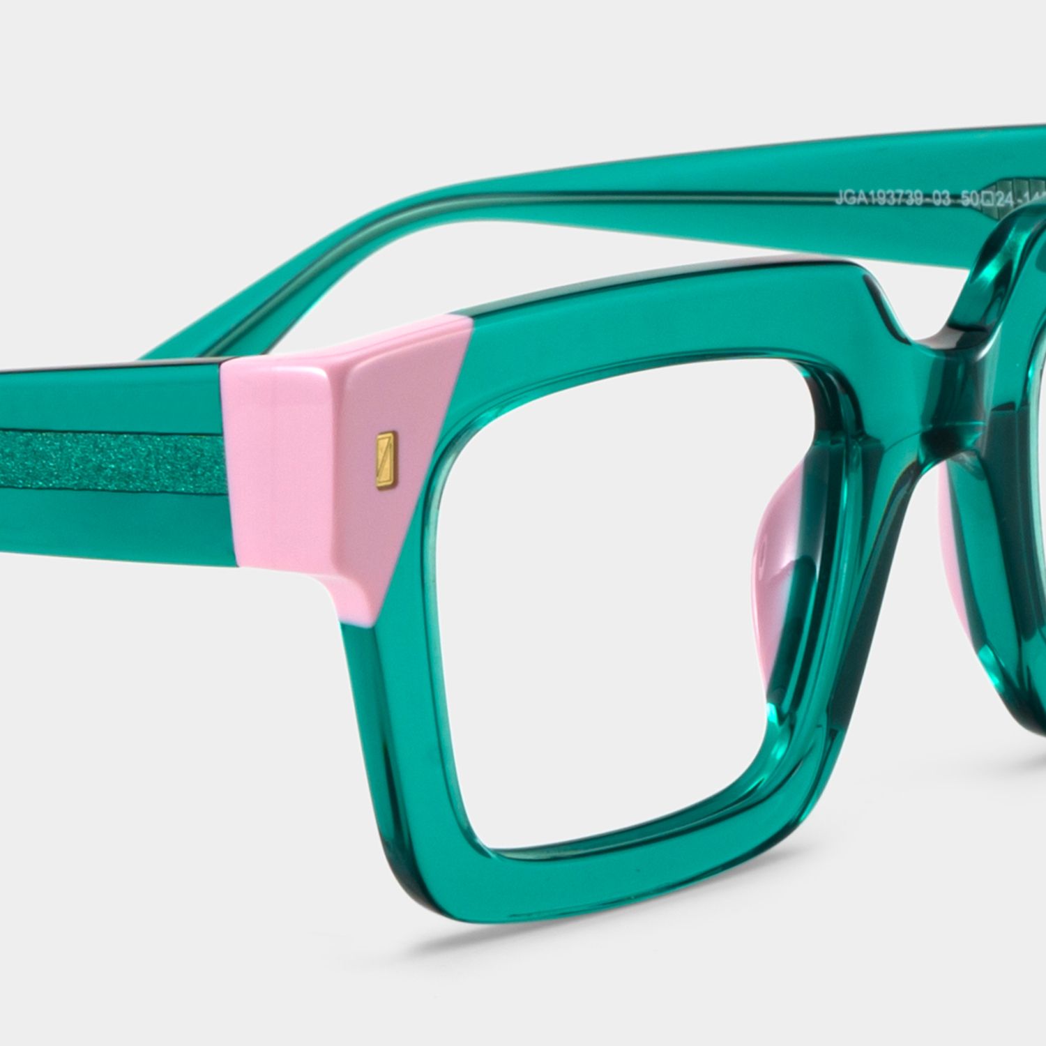 Square Green Pink Eyeglasses- Sarah Acetate Frame Glasses4