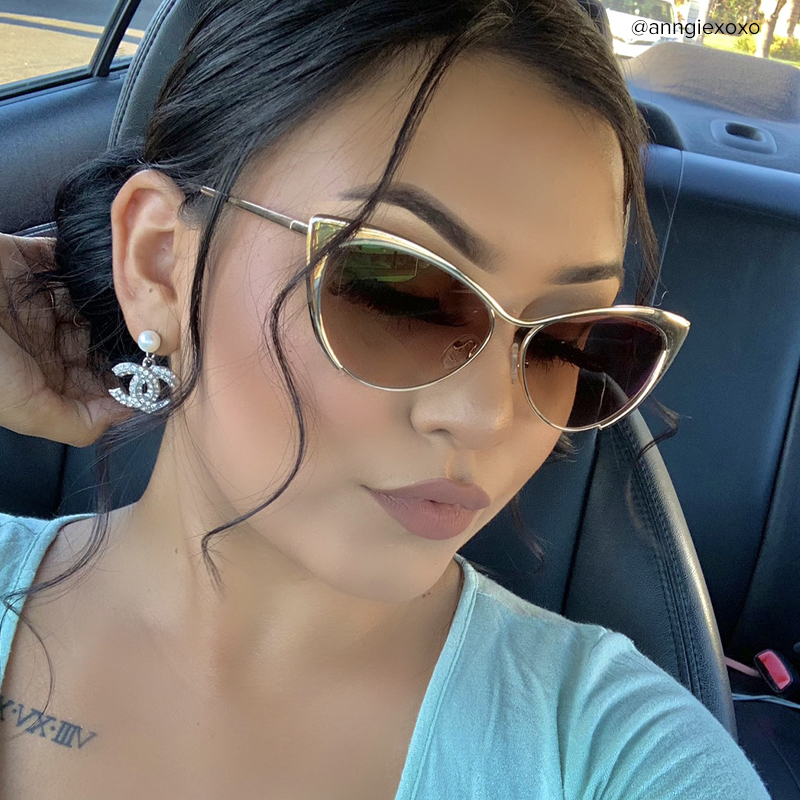 ZEELOOL Ellen Cateye Gold Sunglasses