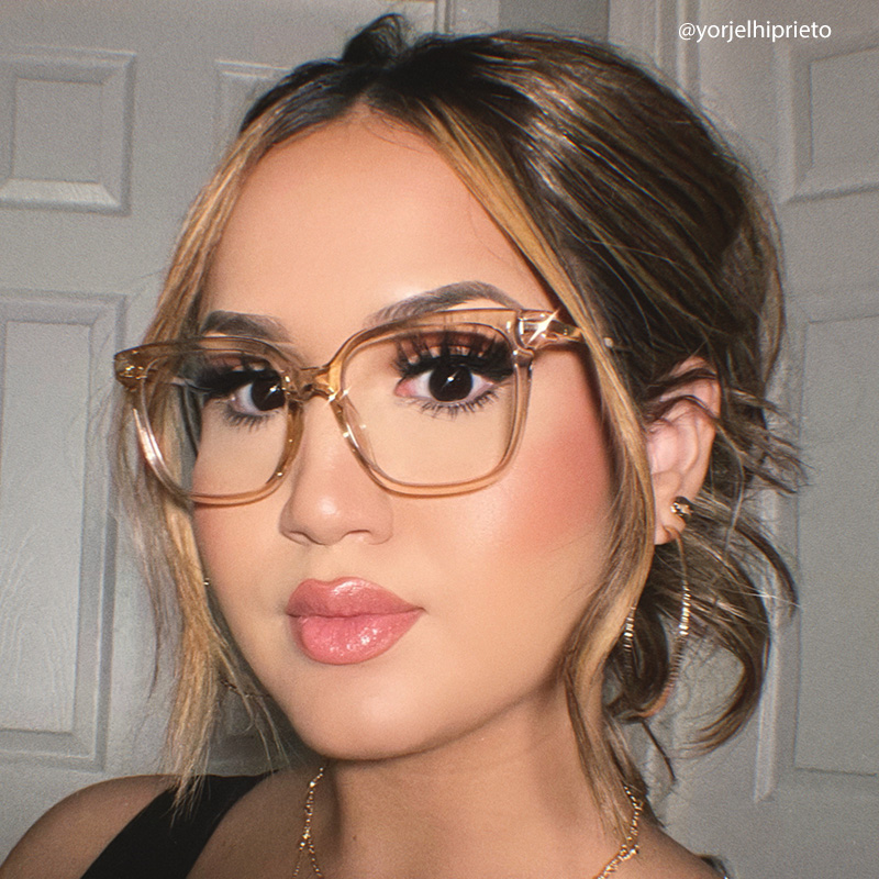 Jacqui Square Champagne Eyeglasses and Crystal Frame5