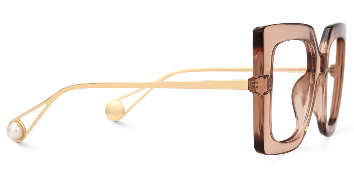 Qatar Square Champagne Eyeglasses and Thick Frames2