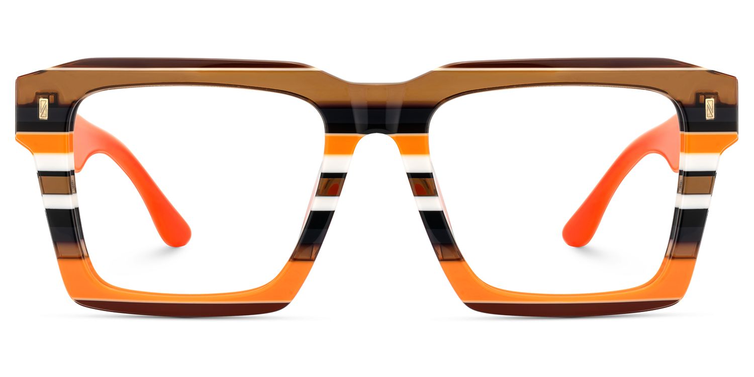 Large Square Prescription Glasses With Orange Brown Stripes1