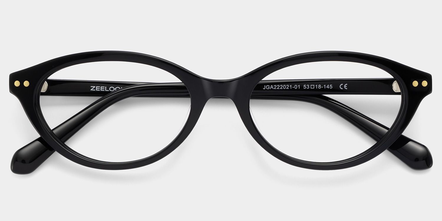 Ashby Black Oval-Frame Glasses | Slim Varsity Style1