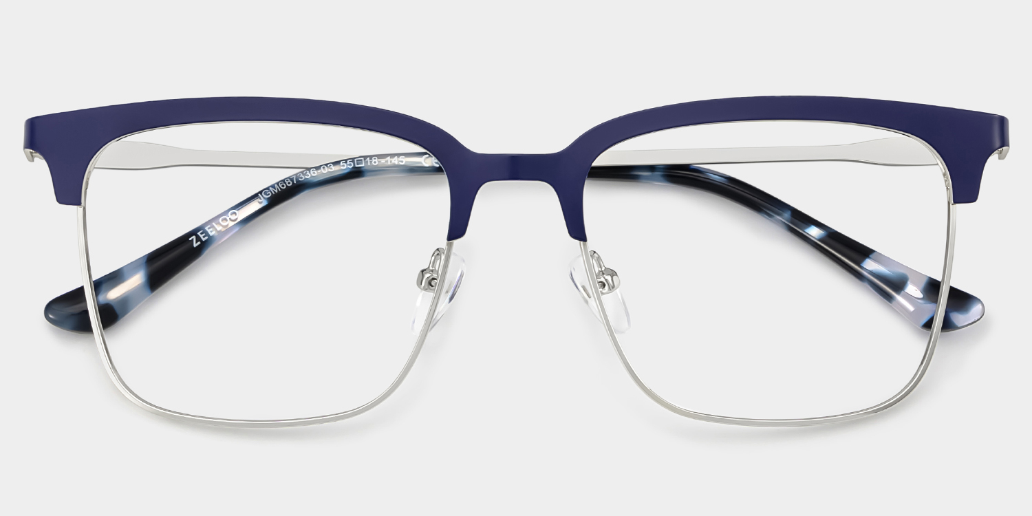 Cleo Browline Blue Silver Glasses2