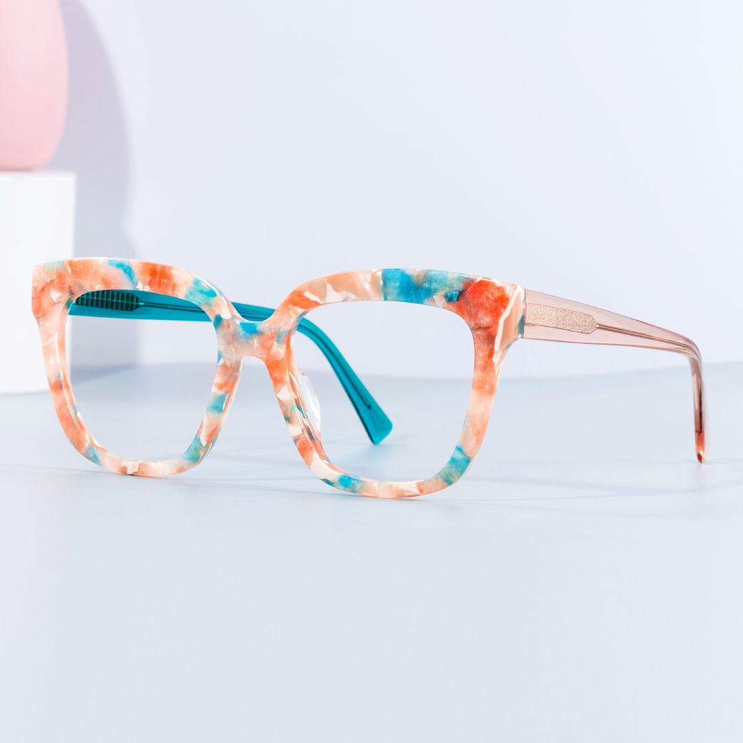 Square Orange Flower Eyewear - Nina Acetate Frame Glasses0