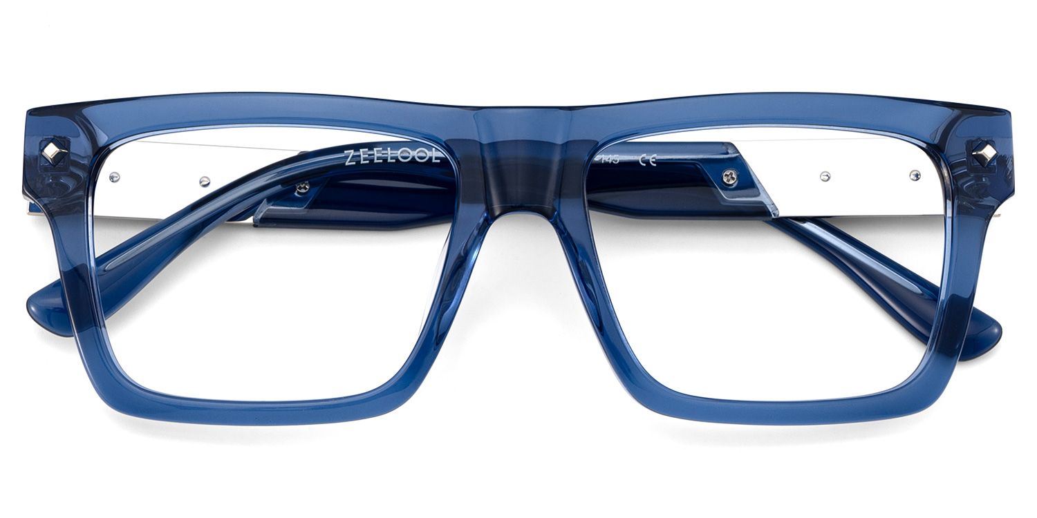Trent Eyeglasses in Rectangle Blue Frame | ZEELOOL Canada2
